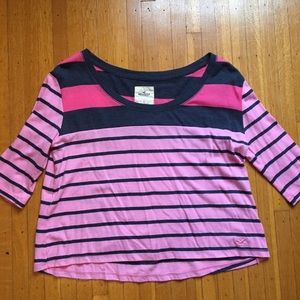 Pink and Navy Striped Hollister Top